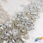 2" Pearl Beaded Crystal Rhinestone Trim with Glass Stones (sold by yard piece), BRT-038