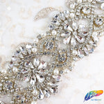 2" Pearl Beaded Crystal Rhinestone Trim with Glass Stones (sold by yard piece), BRT-038