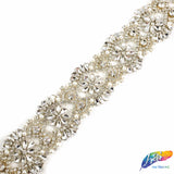 2" Pearl Beaded Crystal Rhinestone Trim with Glass Stones (sold by yard piece), BRT-038