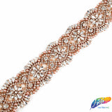 2" Pearl Beaded Crystal Rhinestone Trim with Glass Stones (sold by yard piece), BRT-038
