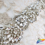 1 3/4" Beaded Crystal Rhinestone Trim with Glass Stones (sold by yard piece), BRT-036