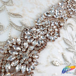 1 3/4" Beaded Crystal Rhinestone Trim with Glass Stones (sold by yard piece), BRT-036