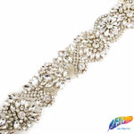 1 3/4" Beaded Crystal Rhinestone Trim with Glass Stones (sold by yard piece), BRT-036