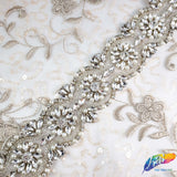 1 7/8" Pearl Beaded Crystal Rhinestone Trim (sold by yard piece), BRT-037