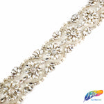 1 7/8" Pearl Beaded Crystal Rhinestone Trim (sold by yard piece), BRT-037
