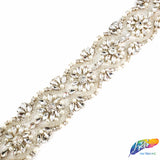 1 7/8" Pearl Beaded Crystal Rhinestone Trim (sold by yard piece), BRT-037