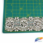 1 7/8" Pearl Beaded Crystal Rhinestone Trim (sold by yard piece), BRT-037
