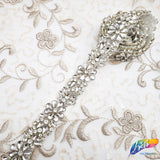 1" Crystal Rhinestone Trim with Glass Stones (sold by yard piece), BRT-041