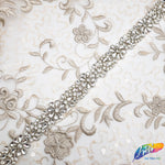 1" Crystal Rhinestone Trim with Glass Stones (sold by yard piece), BRT-041