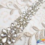 1" Crystal Rhinestone Trim with Glass Stones (sold by yard piece), BRT-041