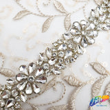1" Crystal Rhinestone Trim with Glass Stones (sold by yard piece), BRT-041