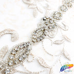 1” Navette Flower Beaded Rhinestone Trim (sold by yard piece), BRT-006