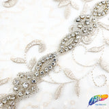 1” Navette Flower Beaded Rhinestone Trim (sold by yard piece), BRT-006