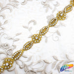 1” Navette Flower Beaded Rhinestone Trim (sold by yard piece), BRT-006