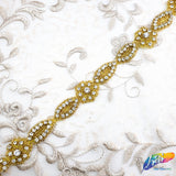 1” Navette Flower Beaded Rhinestone Trim (sold by yard piece), BRT-006