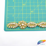 1” Navette Flower Beaded Rhinestone Trim (sold by yard piece), BRT-006