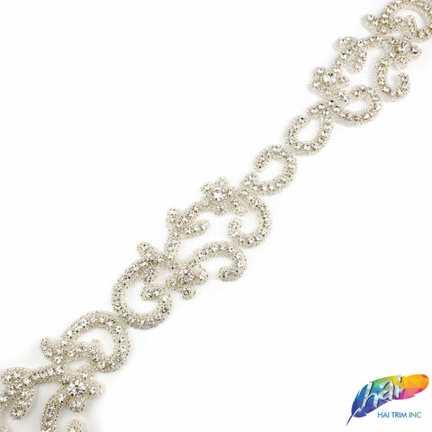 2 1/4” Beaded Rhinestone Trim (sold by yard piece), BRT-013