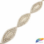 1 3/8" Marquise Beaded Crystal Rhinestone Trim by the piece (34" long), BRT-022