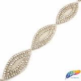 1 3/8" Marquise Beaded Crystal Rhinestone Trim by the piece (34" long), BRT-022