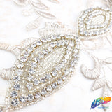 1 3/8" Marquise Beaded Crystal Rhinestone Trim by the piece (34" long), BRT-022