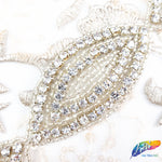 1 3/8" Marquise Beaded Crystal Rhinestone Trim by the piece (34" long), BRT-022