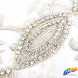 1 3/8" Marquise Beaded Crystal Rhinestone Trim by the piece (34" long), BRT-022