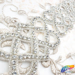 2 1/2” Intersecting Heart Beaded Rhinestone Trim (sold by yard piece), BRT-017