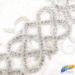 2 1/2” Intersecting Heart Beaded Rhinestone Trim (sold by yard piece), BRT-017