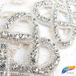 2 1/2” Intersecting Heart Beaded Rhinestone Trim (sold by yard piece), BRT-017