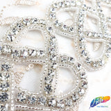 2 1/2” Intersecting Heart Beaded Rhinestone Trim (sold by yard piece), BRT-017