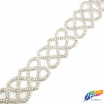 2 1/2” Intersecting Heart Beaded Rhinestone Trim (sold by yard piece), BRT-017