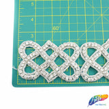 2 1/2” Intersecting Heart Beaded Rhinestone Trim (sold by yard piece), BRT-017