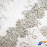 2 1/4” Flower Beaded Rhinestone Trim (sold by yard piece), BRT-031