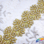 2 1/4” Flower Beaded Rhinestone Trim (sold by yard piece), BRT-031