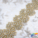 2 1/4” Flower Beaded Rhinestone Trim (sold by yard piece), BRT-031