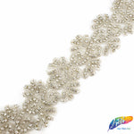 2 1/4” Flower Beaded Rhinestone Trim (sold by yard piece), BRT-031