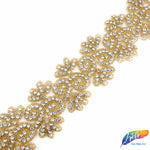 2 1/4” Flower Beaded Rhinestone Trim (sold by yard piece), BRT-031