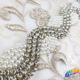 1 1/8” Spiral Pearl Beaded Rhinestone Trim (sold by yard piece), BRT-025