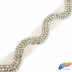 1 1/8” Spiral Pearl Beaded Rhinestone Trim (sold by yard piece), BRT-025