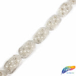 1 1/4" Oval Pearl Beaded Crystal Rhinestone Trim (sold by yard piece), BRT-046