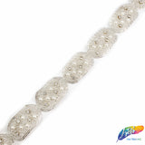 1 1/4" Oval Pearl Beaded Crystal Rhinestone Trim (sold by yard piece), BRT-046