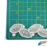 1 1/2" Beaded Pearl Crystal Rhinestone Leaf Trim (sold by yard piece), BRT-045