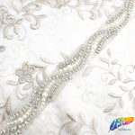 1" Pearl Beaded Rhinestone Trim (sold by yard piece), BRT-026