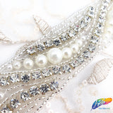 1" Pearl Beaded Rhinestone Trim (sold by yard piece), BRT-026