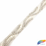 1" Pearl Beaded Rhinestone Trim (sold by yard piece), BRT-026