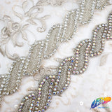 1 3/8” Swirl Beaded Rhinestone Trim (sold by yard piece), BRT-011