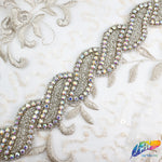 1 3/8” Swirl Beaded Rhinestone Trim (sold by yard piece), BRT-011