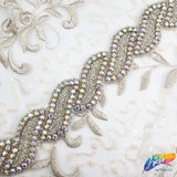 1 3/8” Swirl Beaded Rhinestone Trim (sold by yard piece), BRT-011