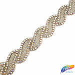 1 3/8” Swirl Beaded Rhinestone Trim (sold by yard piece), BRT-011