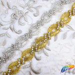 1” Swirl Beaded Rhinestone Trim (sold by yard piece), BRT-005